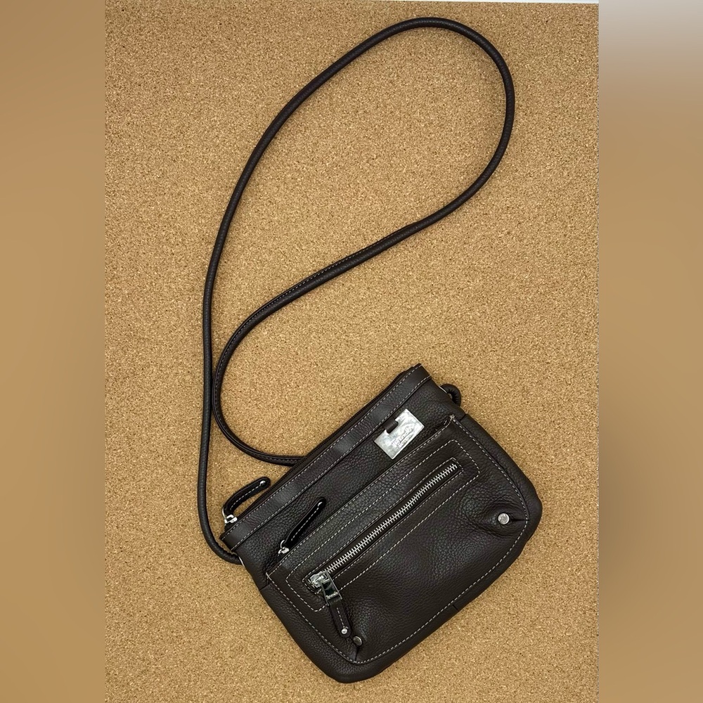 Tignanello Brown Leather Crossbody Purse - Organizer’s Dream